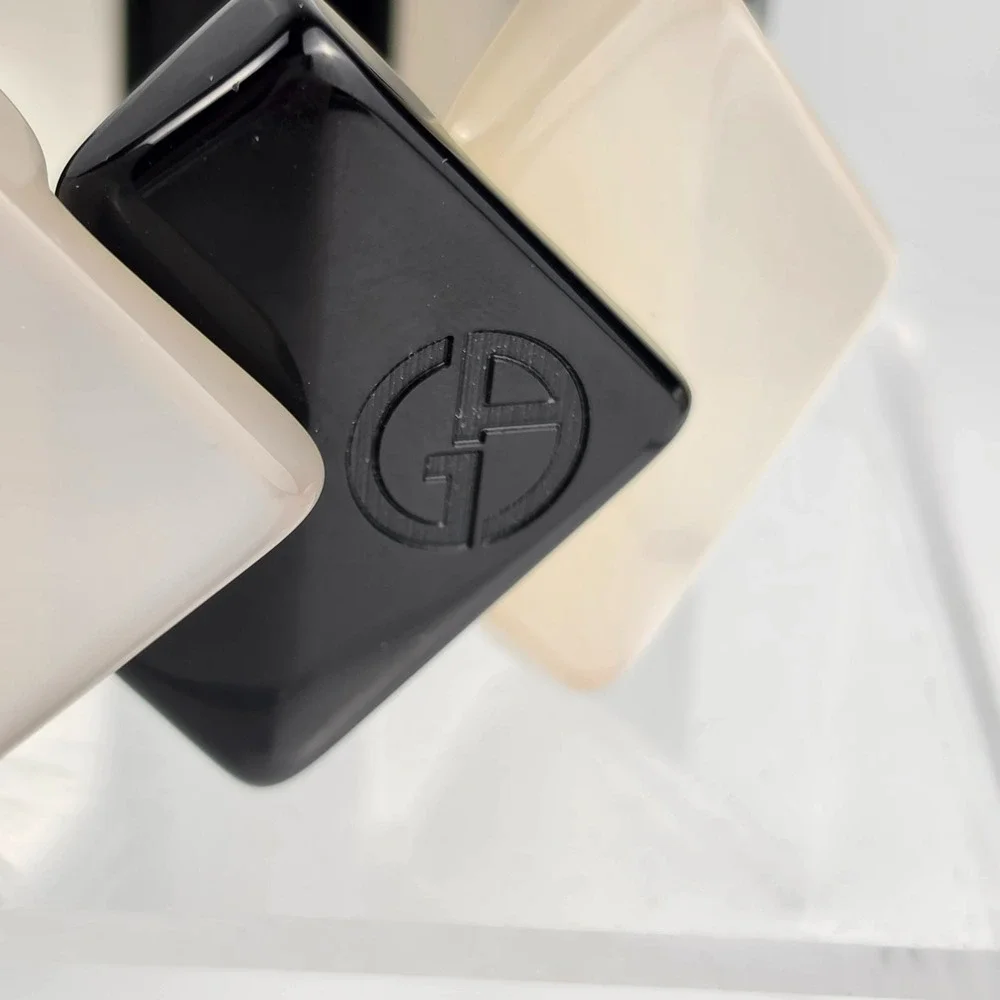 Vintage Giorgio Armani Geometric Resin Block Bracelet Logo w/Dustbag Black White